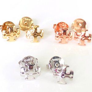 BRAND NEW Tory Burch Gold Stud Kira Small Logo Earrings
